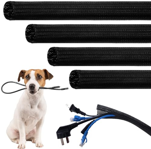 Pangda 50ft Split Wire Loom Tubing Flame Retardant Braided Cable Sleeve Split High Temperature Cable Conduit Auto Wire Conduit for Industrial Electrical Wires Automotive Marine(50 Ft, 1)