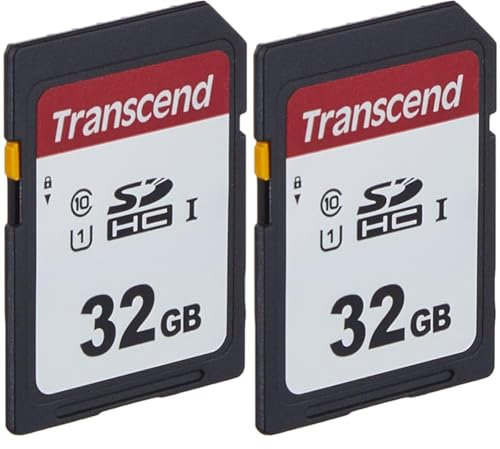 Transcend 32GB SDHC 300S Memory Card UHS- I, C10, U3, V30, 4K, Full HD, Up to 95/40 MB/s (Ideal for Digital Cameras) with Frustration Free Packaging TS32GSDC300S-E (Pack of 2)