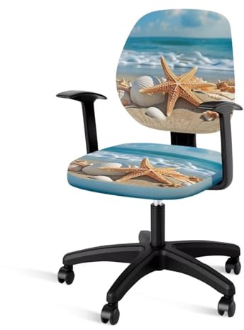Tongluoye Beach Office Chair Covers Stretchable Office Chair Seat Cover 2 Piece Washable Gaming Chair Cover Universal Fit Most Wheelchairs,Computer Chairs,Gaming Chairs