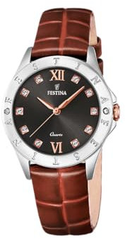 Festina Klassische Analoguhr 1, braun, Band