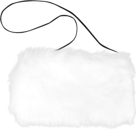Winter Faux Fur Hand Warmer Muff for Ladies, Super Warm White Plush Arm Warmer Ideal for Cold Weather and Outdoor Activities