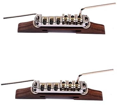HEMOTON 2stücke Archtop Jazz Guitar Bridge Mit Verstellbaren Rollensätteln Silber Hochwertige Konstruktion Selbstjustierende Basis Für Archtop-gitarren