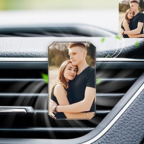 Clip d'aération de voiture avec votre photo,Clip de désodorisant de voiture en cristal,Décoration intérieure de voiture avec photo personnalisée