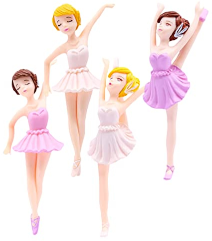 Vaguelly 4 Stück Ballerina Mädchen Balletttänzerin Statue Geburtstag Kuchen Dekor Kuchen Deko Accessoire Mädchen Ornament Mädchen Figur Dekoration Für Kuchen Party Dekoration Kuchen