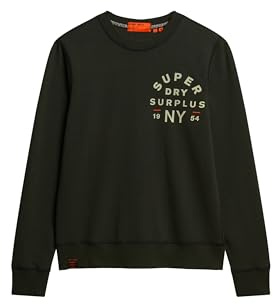 Superdry Herren Surplus Sweatshirt mit Rundhalsausschnitt und Grafik Verwaschenes Schwarz M