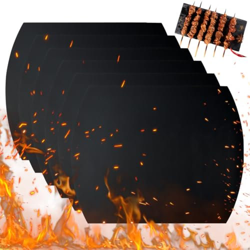 YOPEUC 6er BBQ Grillmatte, 54x43cm Grill Matte, Antihaftbeschichtet, Wiederverwendbar, Teflon Grillmatte PFOA-Frei, Grillmatte Gasgrill für Holzkohle,Elektro und Gasgrill Teflon Grillmatte Grill