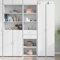 TJROO Vitrine mit Schubladen, 50 x 42,5 x 185 cm, Vitrinenschrank, Wohnzimmermöbel, hohes Möbelstück, Eingang, Schrank, Esstisch, Holz, mehrschichtig, weiß