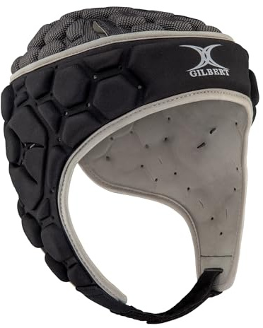 Gilbert XP 250 Rugby-Kopfschutz, Schwarz und Silber, Größe XL