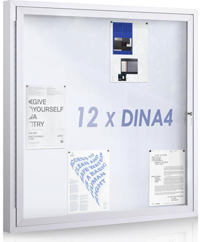 Swansea 12x A4 panneau affichage exterieur en aluminium, verrouillable, résistante aux intempéries, vitrine affichage extérieur, verre acrylique