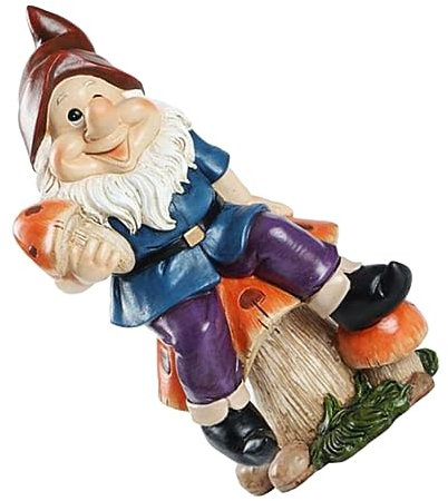 IMIKEYA Gartenzwergfigur aus Kunstharz 19cm, Blaue Dekofigur
