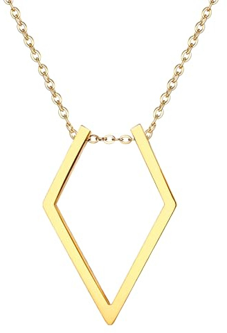 JewelryWe Berg Ringhalter Halskette Damen Edelstahl Offen Rhombus Berg Anhänger Magie Ringhalter Kette Hochzeit Verlobung Jahrestag Schmuck Geschenk für Frau Krankenschwester Ärzte