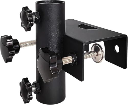 Taicols Sonnenschirmhalter Balkongeländer, Sonnenschirm Halterung Eckig Klemmbar, Einstellbar Balkonschirmhalter, Klemmbereich 20 mm - 63 mm, Sonnenschirmhalter Befestigung für Schirmrohr Ø25～38mm