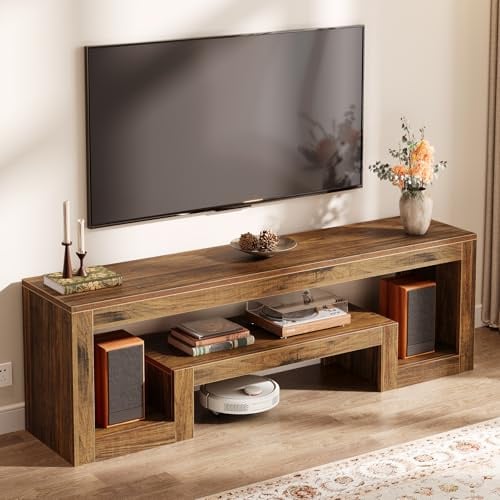 Tribesigns Mobile TV per Televisore fino a 65 pollici, Mobile Porta TV Salloto, Tavolo TV per Soggiorno, Sala da pranzo e Camera da Letto, Marrone Vintage, 160 x 50 x 35 cm
