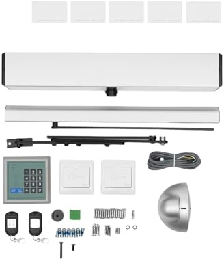 Tagtuell Automatic Door Opener, Swing Door Opener Set with Remote Controller, Sliding Guide Door Closer for Garage Indoor Outdoor, Manual/Automatic Mode