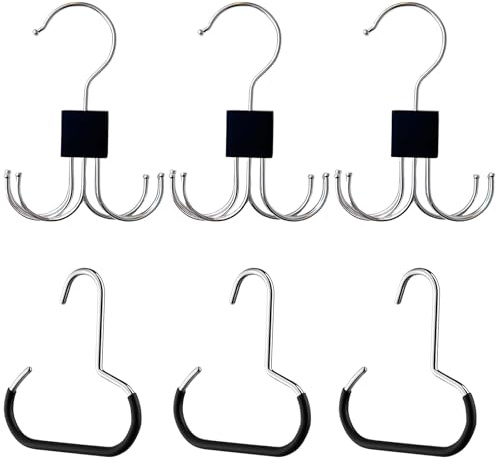 6Pcs Belt Hanger, Tie Hanger for Wardrobe, Belt Storage and Organizer, Space-Saving Tie Rack for Closet Organization, Travel, and Small Space Living