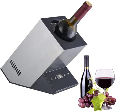 GYKOZY Weinkühler, elektrischer temperaturgesteuerter Eimer für Rot-/Weißwein Champagner Schnellkühlschrank Küchenbar, kein EIS erforderlich Edelstahl, Silber