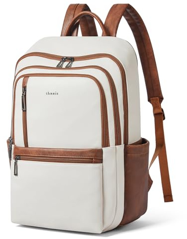 Shrrie Leder 17 Zoll Laptop Rucksack für Frauen, große Reise Rucksack Tasche für Casual Daypack College Arbeitstasche