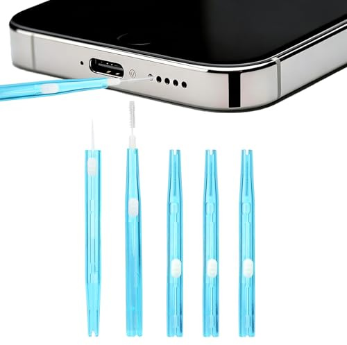 6Pcs Charging Port Cleaning Kit USB C Port Cleaner for Phone Cleaner Mobile Phone Cleaning Kit Bristles Hook Double-Sided Mini Cleaning Brush Kit for Mobile Phones Earbuds Chargers Speakers (Blue)