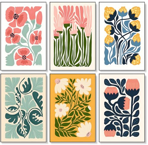 6 Stück Malen nach Zahlen Erwachsene Einfache Blume Set, 20x30 cm | Paint by Numbers DIY Leinwand mit Acrylfarben und Pinseln, Kreatives Malset für Anfänger, Wanddekoration & Geschenkidee
