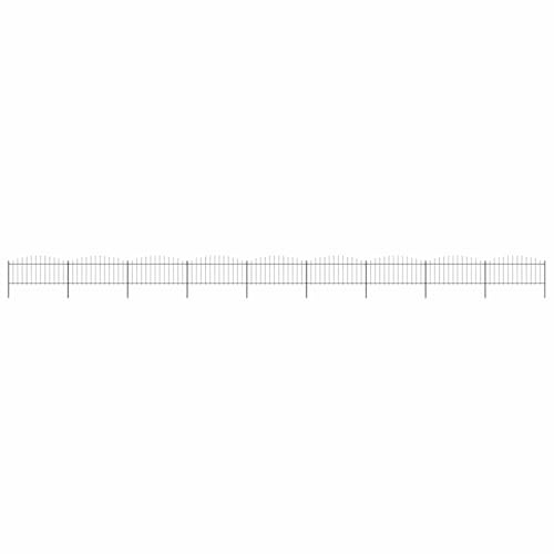 QJBSAVVA Stahl-Gartenzaun 15,3 m Schwarz 75 cm, 9 Elemente 10 Pfosten, Doppelstabmattenzaun für Hunde & Garten, wetterfest, einfach montiert