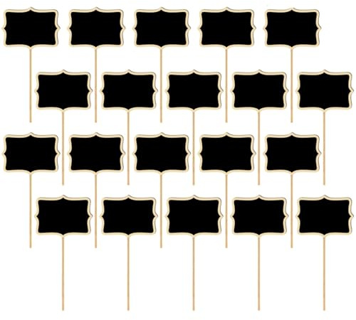 Luxshiny 20pcs Message Board Signs Garden Plants Tags Markers 4.7x3.1in Wood Lightweight Mini Chalkboard Toppers for Weddings and Christmas Potted Plants Table