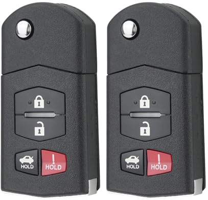 2PCS Flip Remote Key Fob Replacement for Mazda 3 6 CX-9 MX-5 Miata