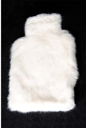 HAB & GUT JF002V Weiss Hülle für Wärmflasche Echtfell Luxus flauschig Kaninchen, ohne Flasche groß 42x25 Wärmflaschenbezug