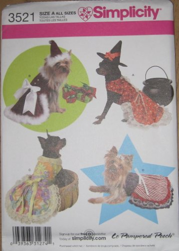 Simplicity Schnittmuster 3521 Hund Kleid in Vier Größen und Hat in Einheitsgröße Größe A Alle Größen
