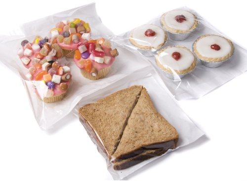 Bag It Plastics Film Fronted Paper Sandwich Bakery Food Display Bags 10 x 10 / 250mm x 250mm - (Pack of 100) Ideal for Cakes, Sweets, Sandwiches & More