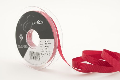 Berisfords 41025 20 m x 10 mm Polyester Grosgrain Ribbon, Cardinal