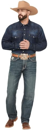 Cinch Men's White Label Relaxed Fit Jean, Hi Contrast Dark Rinse, 32W x 36L