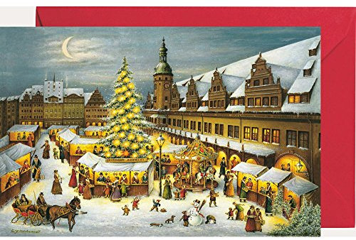 Ansichtskarte mit Adventskalender Leipziger Weihnachtsmarkt