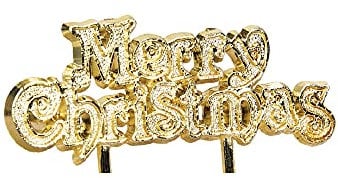 Anniversary House 1pcs Merry Christmas Motto Cake Topper Gold Christmas Cake Decorations, Christmas Cake Toppers, Yule Log Decorations, Traditional Non-Edible Decorations, BX269 UK