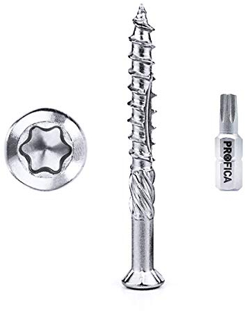 PROFICA Terrassenschrauben 5x70 400 Stück - Edelstahl C1 gehärtet - inkl. TX25 Edelstahl Bit und Leitfaden Terrassenbau