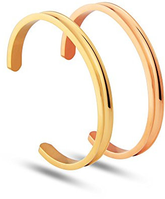 NewChiChi Bracelet de Manchette Rainuré en Acier Inoxydable Bracelet de Bijoux Poli pour Femme