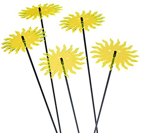 5er Set Lächelnde Sonne Sonnenfänger Garten Stecker, Statuen 75cm hohe Sonnen Dekoration Balkon oder Terrasse Schönes Geschenk für Gärtner, Farbe:gelb