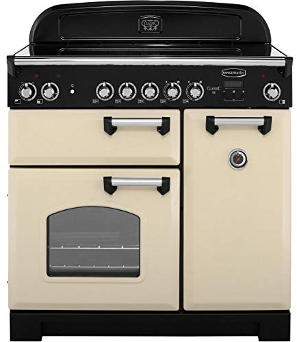 Rangemaster Classic CLA90ECCR/C 90cm Electric Range Cooker with Ceramic Hob - Cream/Chrome - A/A Rated