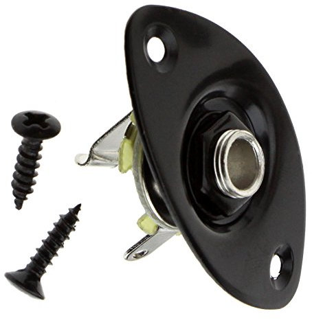 Style Ovale Sortie Jack Douille Plaque et vis pour Strat Stratocaster Guitare électrique Noir