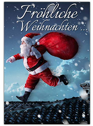 A4 XXL Weihnachtskarte WEIHNACHTSMANN mit Umschlag - edle Klappkarte für Kollegen Freunde Verwandte - Fröhliche Weihnachten Karte von BREITENWERK