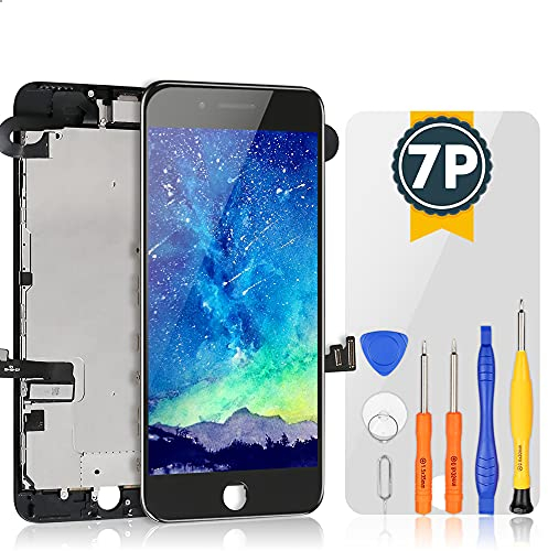 bokman for iPhone 7 Plus Black Screen Replacement Parts Full Display Assembly with Earpiece Speaker and Front Facing Camera Pre-assembled