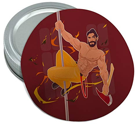 Sexy Fireman Sliding Down Pole With Axe Round Rubber Non-Slip Jar Gripper Lid Opener
