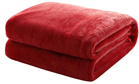 Mixibaby Kuscheldecke Flauschige extra weich & warm Wohndecke Flanell Fleecedecke, Falten beständig/Anti-verfärben als Sofadecke oder Bettüberwurf, Größe:150 cm x 200 cm, Farbe:Weinrot
