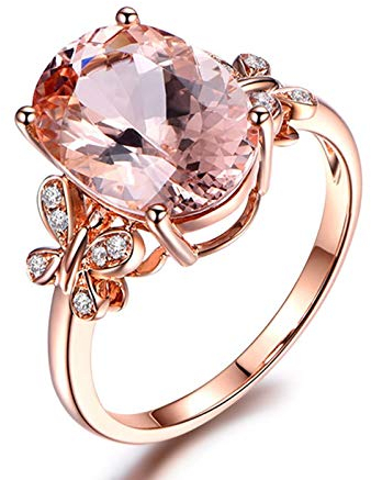 KnSam Eheringe Rosegold Echt Ring Gold Frau Diamant-Akzent Ring Aus 18 K Gold Mit 4.5Ct Morganit Rosegold