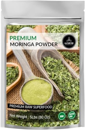 Naturevibe Botanicals Moringa Powder 2.2kg| Made with Premium Quality Moringa Oleifera Leaf | Non GMO Gluten Free Vegan | Multi-Vitamin | Great in Drinks and Smoothies | 5 Pound Bulk Bag