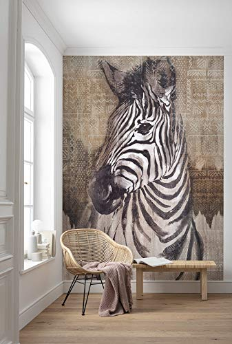 Komar Vlies Fototapete Zebra - Größe: 200 x 250 cm - 4 Bahnen, Bahnbreite 50 cm - Tapete, Dekoration, Wandtapete, Wandbild, Wandbelag, Designtapete - X4-1010