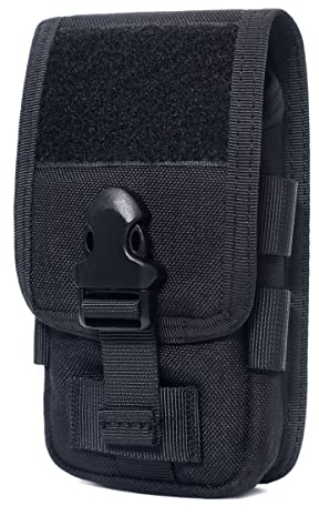 Azarxis Tactical Molle Pouch, Mobile Phone Belt Holster Smartphone Holder Utility EDC Waist Pack Gadget Tool Organizer IFAK Bag (Black)