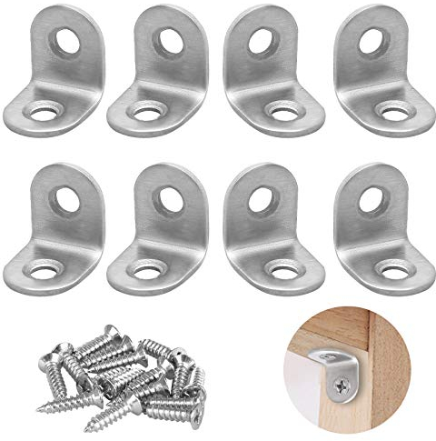Yeestone Small L Brackets, 8PCS Metal Corner Braces for Wood, 20mm Right Angle Brackets With Screws for Furniture Shelf Desk
