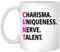 GreenStar Gifts Rupaul's Drag Race Inspired Kaffeetasse, Charisma, Uniqueness, Nerve, Talent, 325 ml, Weiß, QGT5TSCVWX-325 ml