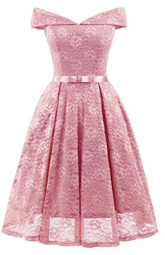 Coloody Robe Vintage Femme Elegante Pin up pour Soirée Cocktail Bal Mariage Réunoin Fête(C-Rose-L)