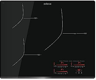 Edesa Placa de inducción EIMS-6332B con Biselado Frontal. 3 focos de cocción. Panel de control Multi Slider Touch. 9 niveles de Potencia + Booster. Potencia Maxima 7,1 Kw. Acabado en Negro.